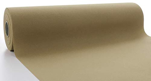 Mank Airlaid Tischläufer 40 cm x 24 m | Gastronomie | Tischdecken-Rolle stoffähnlich | praktische Einmal-Tischdecke | Uni | Neutral | 1 Stück | (Naturbraun)