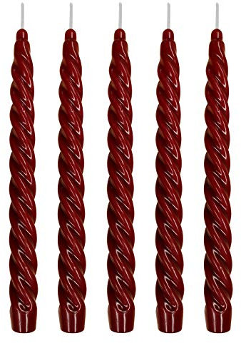 Ebersbacher Kerzenfabrik GmbH Renaissancekerzen Spitzkerzen gedreht Burgund, 5 Stück, Größe ca. 22 x 250 mm einzeln in Folie, Leuchterkerze Tafelkerze Stabkerze