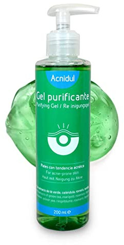 ACNIDUL | Reinigendes Anti-Akne-Gel | Akne-Reinigung mit Grüntee-Extrakt | Beugt schwarzen Poren, Pickeln und Mitessern vor | 200 ml