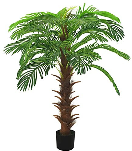 vidaXL Künstliche Palme Cycas mit Topf Kunstpflanze Kunstbaum Zimmerpflanze Dekopflanze Grünpflanze Künstliche Pflanze Deko 140cm Grün