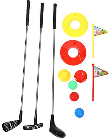 Set di 10 mazze da golf per bambini, set di giocattoli per mazze da golf con bandiera, tappetino da golf, giocattoli sportivi per l'educazione prescolare, intrattenimento all'aperto