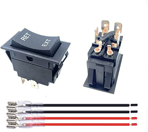Bstenky Wippschalter, 12 V, 20 A, 4-polig, Verpolungs-Wippschalter, DPDT, 4-polig, Ein-/Aus-Schalter, Motorsteuerung, Wohnmobil-Schalter mit Drähten, DPDT für RV 5. Radzungenanhänger