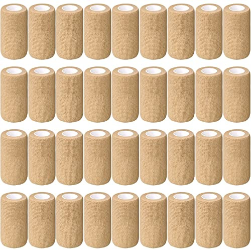 Treela 36 Pcs Self Adherent Bandage 4 X 5 Yard Wrap Breathable Cohesive Bandage Elastic Adhesive Tape for Stretch Athletic Sports Wrist Ankle(Nude)