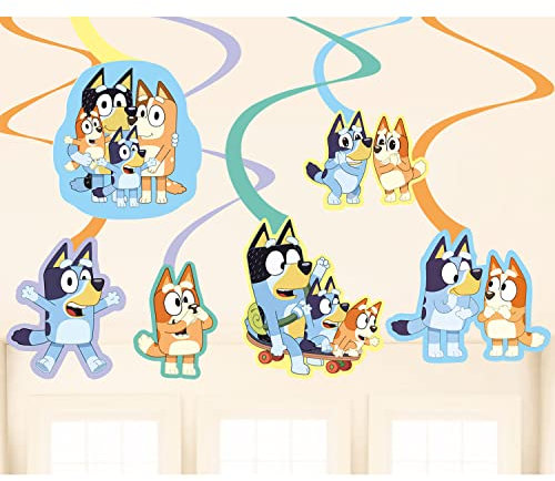 amscan 9915383 - Pack of 6 Bluey Swirl Decorations
