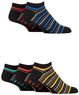 SockShop Mens Plain Regenerated Eco-Cotton Striped Trainer Socks Pack of 5