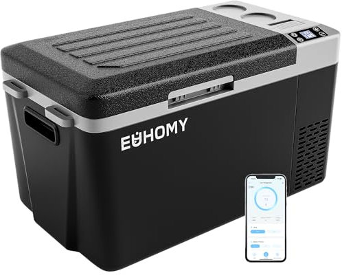 EUHOMY 12 Volt Kühlschrank, 24QT (23L) Tragbarer Kühlschrank, Auto-Kühlschrank, nutzbare Batterie, Autokühlschrank 12/24V DC 110-240V AC, tragbarer Gefrierschrank für Camping, Reisen, LKW, Outdoor