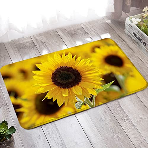 Fußmatte Außen, Teppich Badezimmer 40X60cm Gelb Sonnenblume Willkommen Matten für Badezimmer Küche