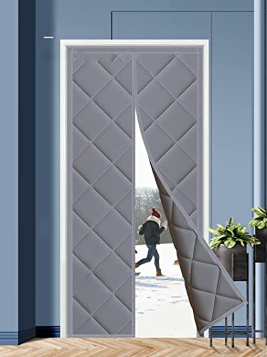 Türvorhang, Wärmeschutzvorhang Für Fenster,Isolier Schutz Panel-Isolierung,Tür Vorhänge Schallschutz Vorhang Wärmeschutz Verdunklungsgardine Wasserdicht mit Klettband,Thermo Kälteschutz (90 x 215 cm)