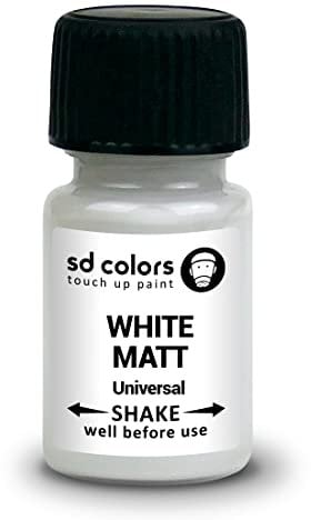 SD COLORS Vernice per ritocchi universale, bianco opaco, 15 ML, per piccole riparazioni auto, metallo, legno, plastica, finestre, cornici, porte, cancelli