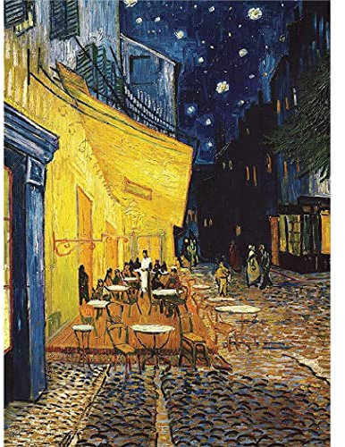 YSCOLOR 5D Diy Cafe Terrace At Night Poster De Vincent Van Gogh Kits De Pintura De Diamantes Para Adultos Niños Full Drill Round Rhinestone Diamond Art Craft Canvas 30x40cm