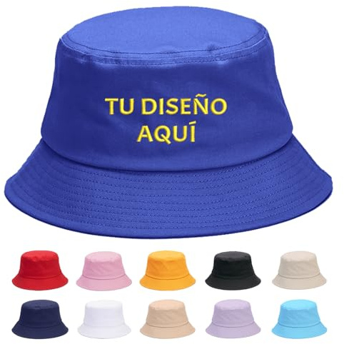 Buaodam Gorra Pescador Personalizada, Gorro De Pescador Personalizadas con Bordado Texto Logotipo Y Impresión Foto, Unisex Plegable Bucket Hat Sombrero De Sol De Playa