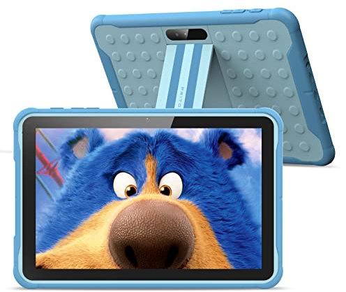 PRITOM Children's Tablet 10 Inch, Android 10.3G Phone Tablet, Child Lock, WiFi Tablet for Child, 6000 mAh, Quad Core Processor, 2GB RAM, 32GB ROM, HD IPS Screen, Tablet for Children with Case (Blue)
