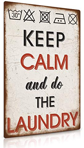 20 x 30 cm, lustiges Metall-Blechschild mit Aufschrift Keep Calm and Do The Laundry