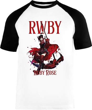 Ruby Rose RWBY Unisex Baseball T-Shirt Kurze Ärmel Herren Damen Weiß Schwarz