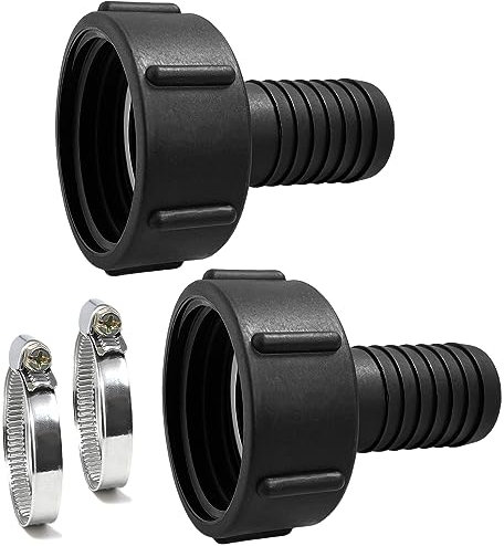 2 Stück IBC Adapter S60x6 auf Schlauchtülle, IBC Tank Adapter S60x6 (60mm) Innengewinde auf Tülle 1 1/4''(32mm) Gartenschlauch Adapter Tankschlauchadapter Auslaufstutzen Auslaufhahn IBC Tank Zubehör
