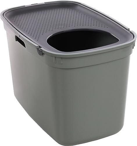 Flamingo Maison de Toilette Argos Gris XXL - très Luxueux - Bac à Litière Fermé - 48x66x46 CM - Nettoyage Facile - Filtre Qui réduit Les Mauvaises odeurs - Couvercle Amovible