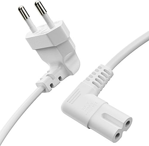 conecto cable de alimentación, enchufe Euro 90° a toma C7 IEC 90°, cable de alimentación Euro para electrodomésticos, 1,00 m, blanco