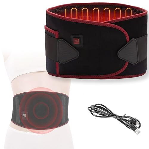 FISHTEC - Ceinture de Soutien Lombaire Chauffante de 40° à 60° Autonome et Longueur Ajustable - 3 Niveaux de Chauffe - Batterie 5000 mAh - Idéal Tensions et Douleurs Musculaires/Osseuses/Lombaires