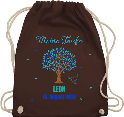 Turnbeutel Rucksack - Meine Taufe - Taufgeschenk Jungen Taufgeschenke Junge Patenkind - Unisize - Braun - geschenke kommunion zur konfirmation personalisierte konfirmationsgeschenke erstkommunion