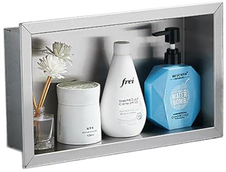 LYXXW Edelstahl Duschnische, Einbauregal für Dusche, Seifennische, Randloses Einbauregal für Badezimmer - Bündige Montage.,Rectangular