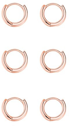 GMEDRIDAS Hoop Earrings Silver 925 Hoop Earrings Rose Gold Small Earrings Set for Women Girls 3 Pairs Men Huggies Small Hoop Earrings Set Dainty Cartilage Tragus Helix Sleeping Earrings 6mm