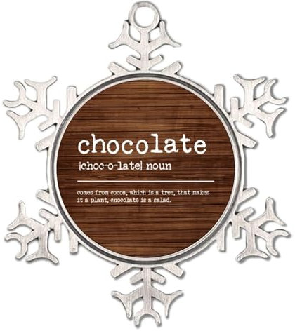 Chocolate Noun Definition White Snowflake Ornaments Concept Text Typography Snowflake Ornaments Xmas Tree Decoration Linguistics Quote Phrase Custom Pendant Gift for Him Her