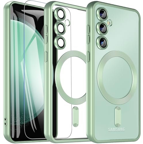 Samsung Galaxy S23 FE Hülle mit Schutzfolie für Samsung Galaxy S23 FE 5G Handyhülle Stoßfest Anti-Gelb Kameraschutz Galaxy S23 FE (Grün)