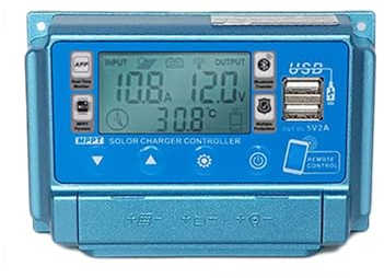 Mulcort Solarladeregler WiFi + BT 30A MPPT Laderegler 12V/24V/36V/48V/60V LCD-Display Doppelter USB-Ausgangsregler 5V APP Fernbedienung Solarladeregler