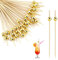 100pcs 4.7 Inch Disco Ball Cocktail Pick, Disco Ball Toothpicks for Appetizers Wooden Cocktail Skewers Sticks Decorations Food Picks for Fruits, Snack, Drink, Birthday Party Supplies (Golden)