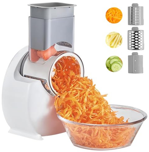 Electric Cheese Grater, Salad Maker Multi Fruit Cutter for Vegetables, 50W Electric Rotary Chopper Slicer with Stainless Steel Cone Blades for Home Kitchen Use