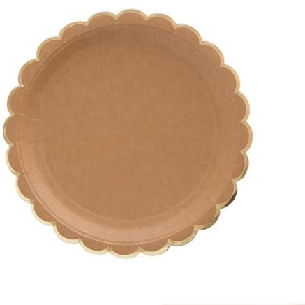 Ensemble de vaisselle jetable en papier kraft doré avec motif feuille de palmier assiette, serviette, paille, décoration de fête, mariage, anniversaire