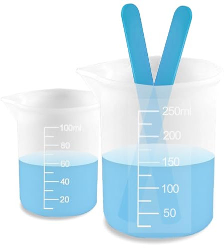 FLEXNOVA 4 vasos medidores de silicona, vasos de silicona para verter 250 ml, taza medidora de silicona de 100 ml, 2 varillas de silicona, vaso medidor de resina epoxi, taza medidora de silicona en