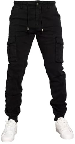 Toocool Pantalons pour Hommes, Pantalon Cargo en Coton pour Hommes, Pantalon avec Poches Latérales, Pantalons de Travail G6538 [34/TG 44,G6601 Noir d'été]