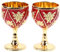 HERCHR 2 Stück Vintage-Kelch, Mittelalterlicher Weinkelch, Kupfer-Metall-Weinkelch Mit Blumenprägung, Schnapsgläser, Mini-Kommunionbecher, Weinkelch, Königlicher Weinbecher(rotes Gold)
