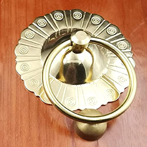 Massiver Kupfer-Türklopfer, antiker Bronze-Türgriff, Retro-Messing-Holz-Türring, Villa-Hof-Haustür-Dekorationszubehör (Größe: Durchmesser 12,5 cm, Farbe: Messing) (Bronze 12,5 cm Durchmesser) (Messin