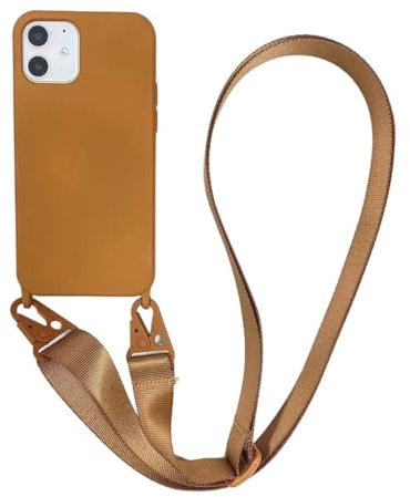 CQUUKOI for iPhone 14 Plus,Crossbody Phone Case with Shoulder Strap Soft Silicone Case with Adjustable Lanyard Cute Cool Wireless Charging Shockproof Protector Women Brown