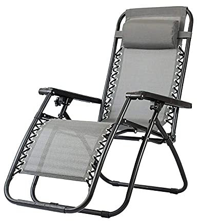 NOALED Sun Lounger Recliner,Folding Recliner Lounge Chair, Zero Gravity Sun Loungers Folding Chair, Adjustable Reclining Garden Chairs Patio Chairs-Gray Little Surprise Comfortable Anniv