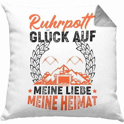 Trendation Ruhrpott Kissen mit Füllung 40x40 Geschenk Glück Auf Meine Liebe Meine Heimat Essen Duisburg Bochum Dortmund Oberhausen Hagen Städte Kissen mit Füllung 40x40 (Grau)