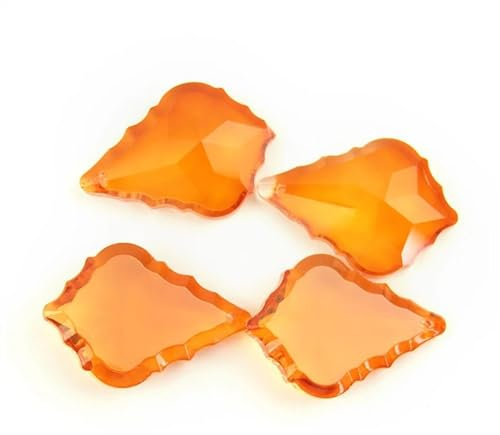 Sonnenfänger für den Garten 50mm 1 Stück/12 Stück Farben Ahornblatt Kristall Kronleuchter Teil Lampe Prismen Teile Anhänger Dekor Handgefertigte Anhängerketten(Orange)