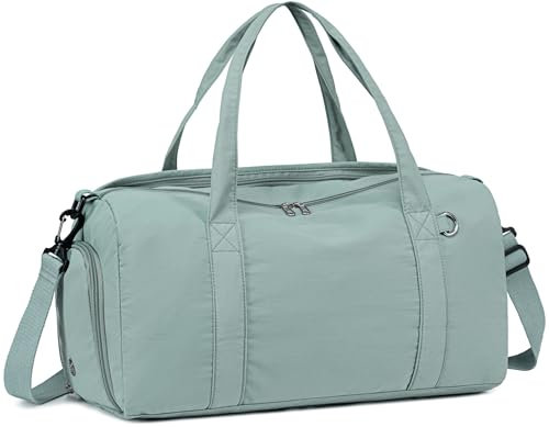 BLUBOON Sporttasche für Mädchen, Kinder, niedlicher Turnbeutel mit Schuhfach und Nasstrennung, wasserdicht, Sport, Übernachtung, Reisetasche, Graugrün