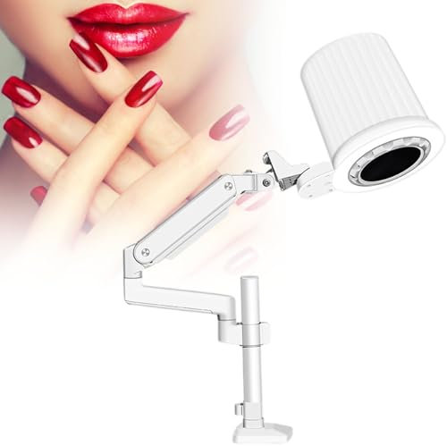 80W Desktop Nail Dust Collector, Low Noise Nail Dust Extractor with Built-in Dimmable LED, Industrial Grade Changeable Filter, Adjustable Ergonomic Arm Holder, for Manicure and Pedicure
