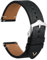 WOCCI 22mm Leder Uhrenarmband, Frankreich Ziegenleder (Schwarz)