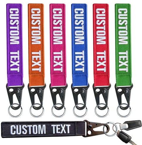 Personalized Keyring, Custom Double Sided Embroidery Luggage Tags, Keychain Tag with Text/Number, Keyring Accessories for Rooms Motorcycle Car Backpacks
