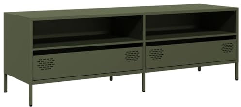 vidaXL Meuble TV Vert Olive 135x39x43,5 cm Acier laminé à Froid