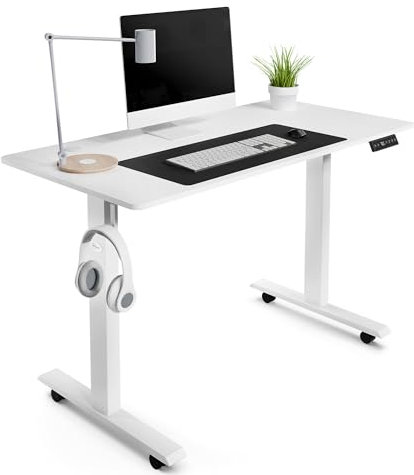di volio Höhenverstellbarer Schreibtisch Amone, 120 x 60 cm, Computertisch fürs Home-Office, elektrischer Bürotisch bis 80 kg belastbar (Weiß)