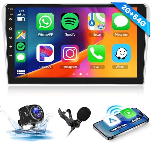 Hodozzy 2GB 64GB Autoradio für Toyota Avensis 2002-2008,Autoradio Android mit Wireless Carplay Android Auto Mirror Link 9 Zoll Touchscreen Navi GPS,EQ,Bluetooth,WiFi,FM/RDS Radio,SWC,Rückfahrkamera