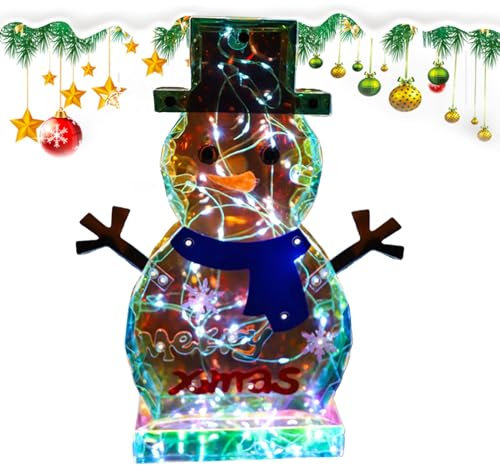 Prismatischer Schneemann - 30 cm Schneemann Outdoor Deko Winter Stimmungslichter für Innen und Außen, , Haus, Garten, Hof