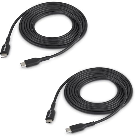 StarTech 2er-Pack 1m USB-C Ladekabel, 60W (3A) PD, Schwarz (USB2CC1MNC2PK) | USB-C auf USB-C Kabel, für MacBook Air iPhone iPad Samsung Galaxy, Laptop, TPE-Mantel, Set