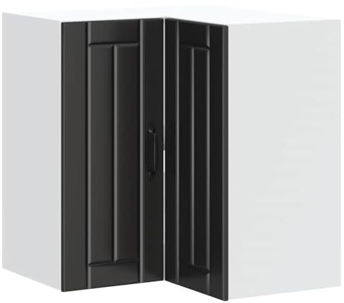 vidaXL Kitchen Wall Corner Cabinet - Black, Engineered Wood, Wall Mounted, 57x57x60 cm, Modern Style, Storage Solution