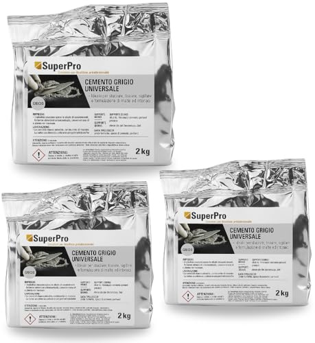 Paluplus 6 kg di Cemento Universale GRIGIO, Riparazioni e Fissaggi su Calcestruzzo e Intonaci, Ideale per Stuccare e Sigillare, 3CF x 2Kg -2G01F